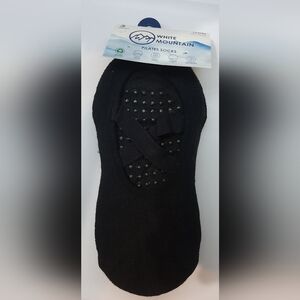 White Mountain Black Pilates Socks with Grips      3 Pair Pack Shoe Size 4-10